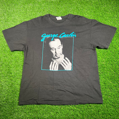 1990s George Carlin When The Going Gets Tough Black Tee Size XL USED v18736