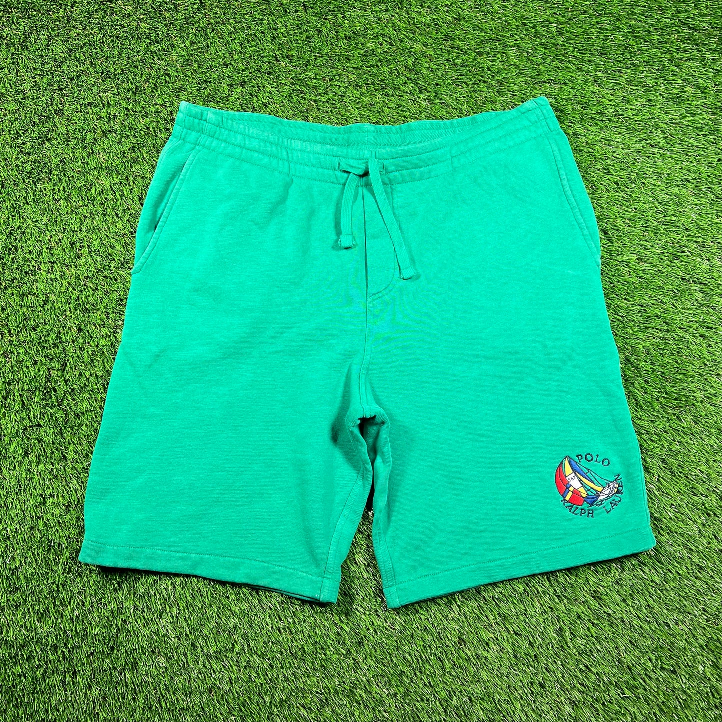Polo Ralph Lauren Green Sailing Shorts Size Medium USED v18539