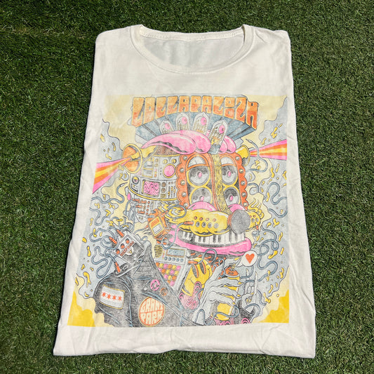 2022 Lollapalooza Double Sided White Festival Tee Size Large USED v16308