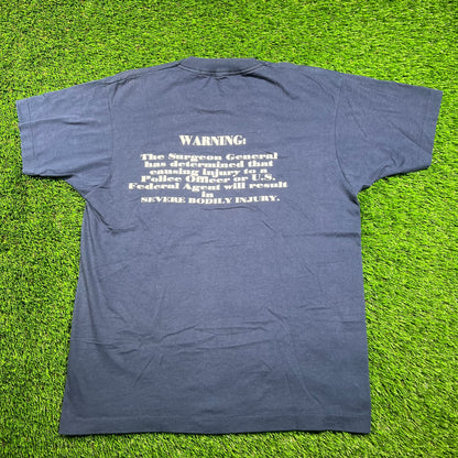 1980s Law Enforcement Dinner Club Navy Blue Tee Size Large USED v18322