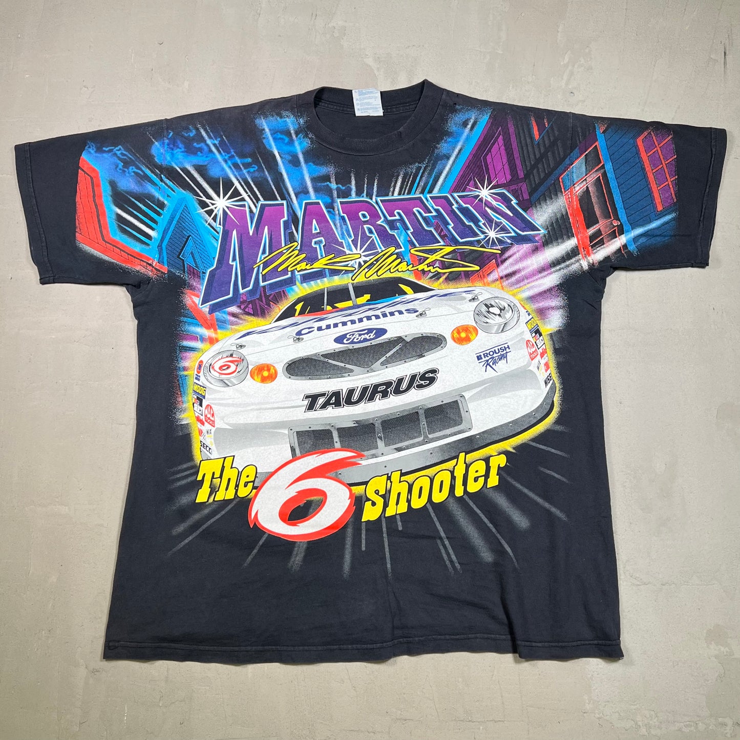 1999 Nascar Mark Martin Black AOP Tee SIze XL USED v19013