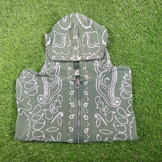 Vale Bandana Paisley Green Hoodie Size Medium USED x15289