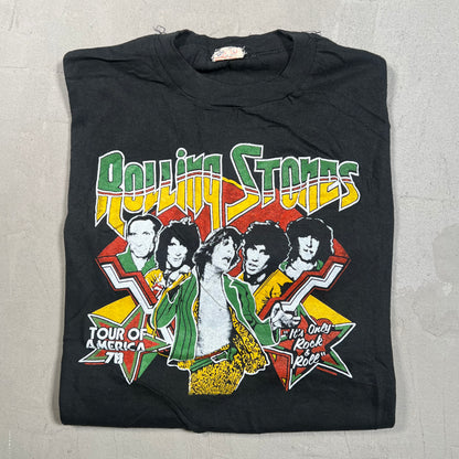 1978 Rolling Stones Tour of America Black Tee Size Large USED v17963