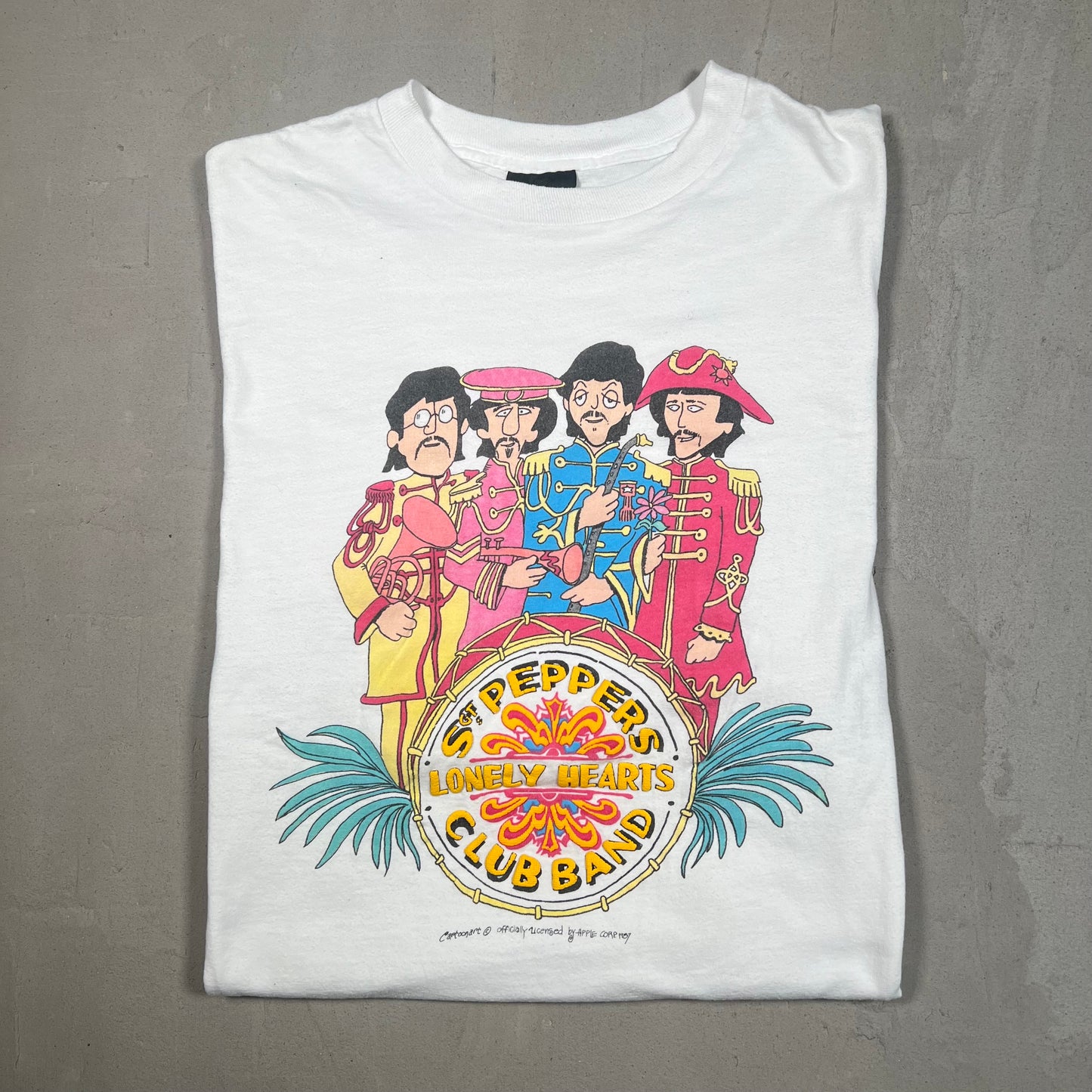 1980s The Beatles Lonely Hearts Club Band White Tee Size XL USED v19456