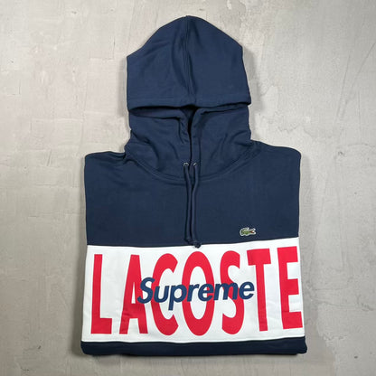 Supreme Lacoste Logo Panel Hoodie Navy (2019) Size Medium NEW x18978
