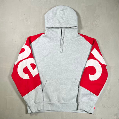 Supreme Big Logo Jacquard Heather Grey Hoodie (2023) Size Medium USED x18708