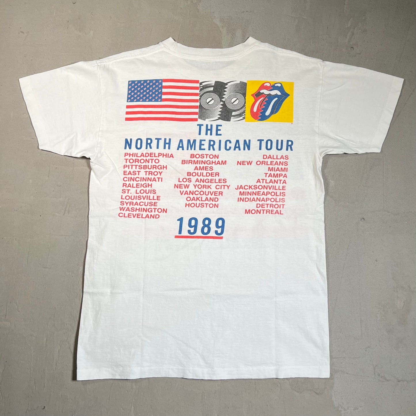 1989 Rolling Stones Steel Wheels American Tour White Tee Size Medium USED v19455