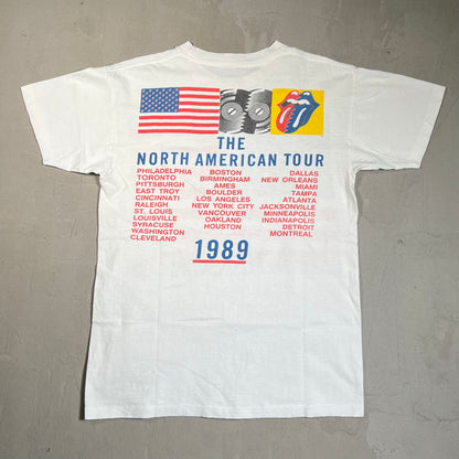 1989 Rolling Stones Steel Wheels American Tour White Tee Size Medium USED v19455