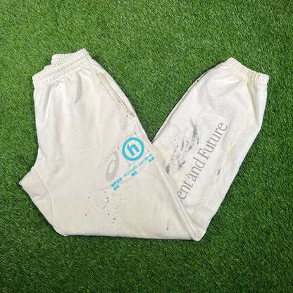 Hidden NY Asics Visual Dynamics Printer Inked White Sweatpants Size Small USED x15903