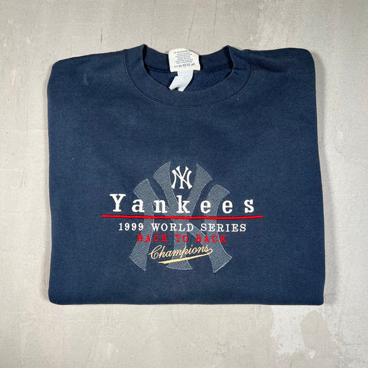 1999 New York Yankees Navy Champiions Crewneck Size XL USED v19067