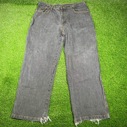 Y2K GodBody Washed Black Denim Jeans Size 40 USED v17024
