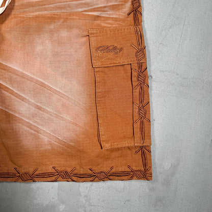 Vale Barbed Wire Embroidered Brown Shorts Size 32 NEW x17335