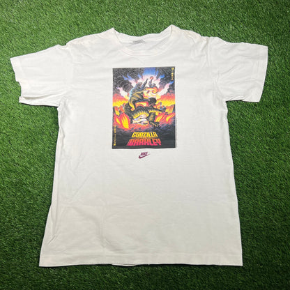 1992 Nike Barkley Godzilla Poster White Tee Size XL (Medium) USED v17531