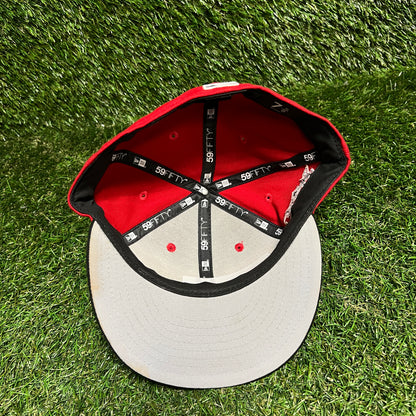 New Era Cincinnati Reds 150 Years Red Hat Size 7 5/8 USED v16154