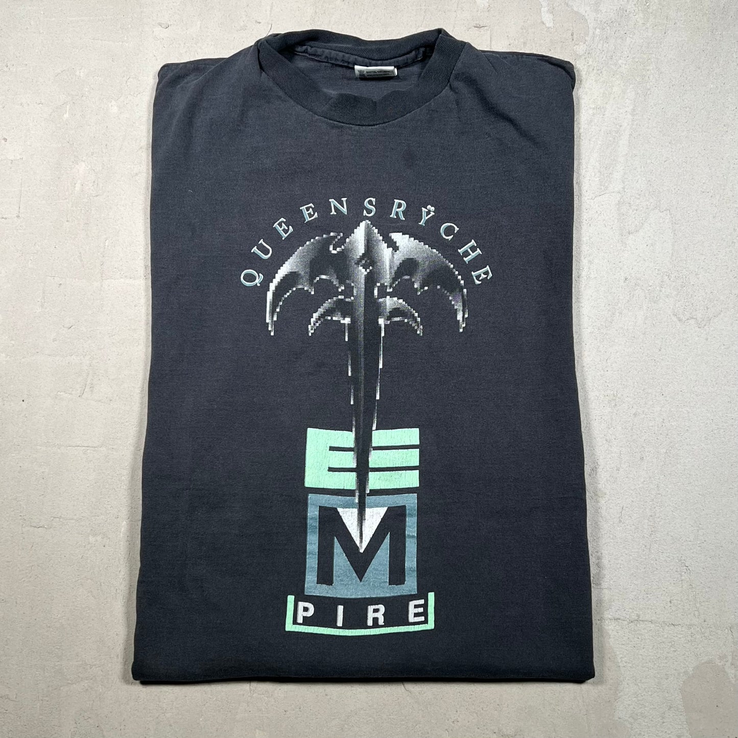 1991 Queensryche Empire Black Tee Size XL USED v19233