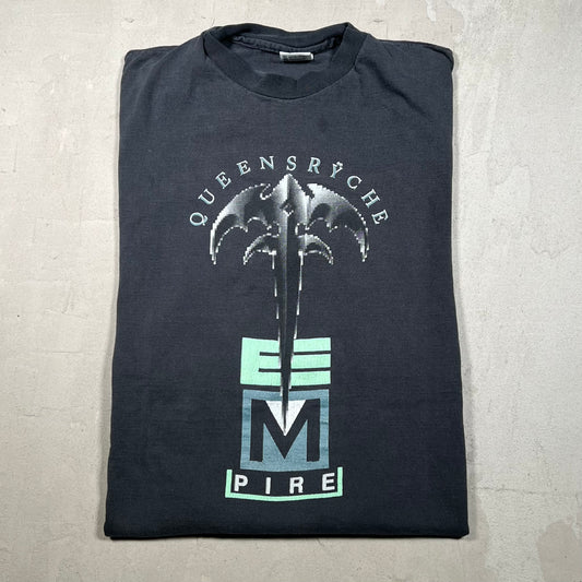 1991 Queensryche Empire Black Tee Size XL USED v19233