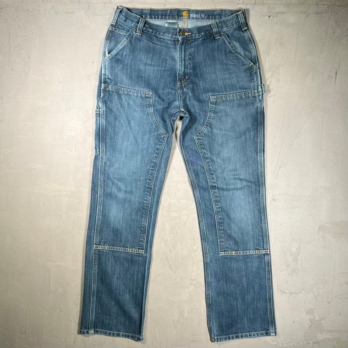 Carhartt Blue Jean Double Knee Jeans Size 34x32 USED v20445