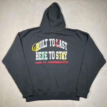Kids of Immigrants Black Waffle Thermal Hoodie Size Large USED x17549