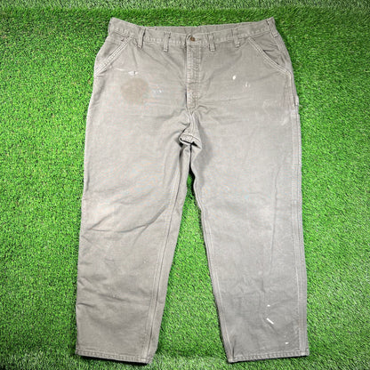 Y2K Carhartt Workwear Flannel Lined Green Pants Size 44x30 USED v18594