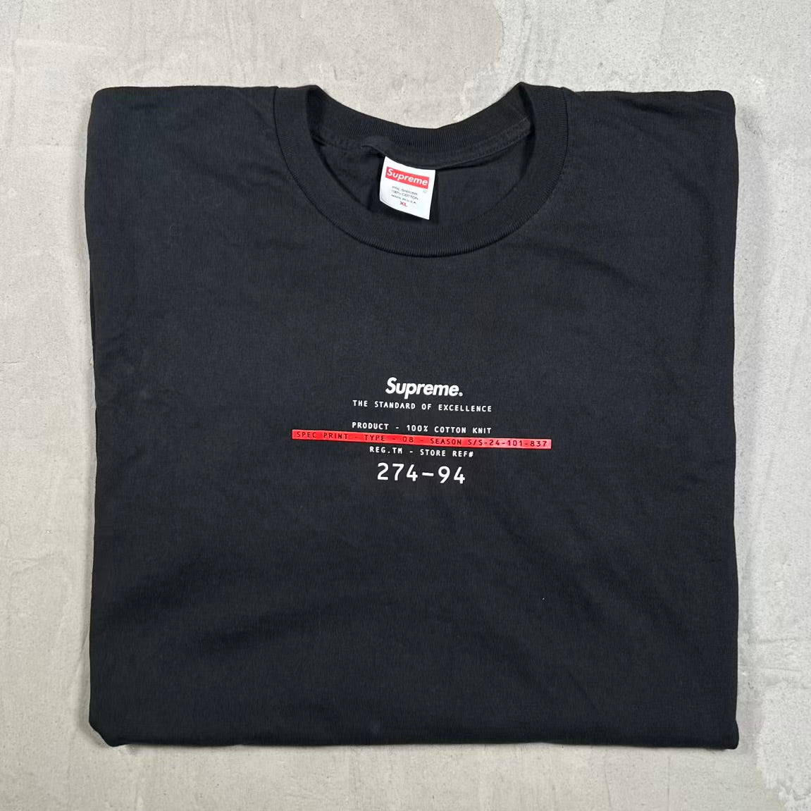 Supreme Standard Black Tee (2024) Size XL USED x18739