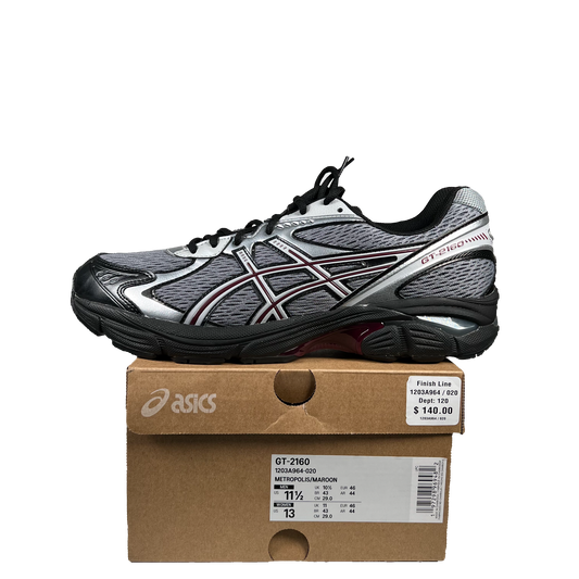 Asics GT-2160 Black Grey Burgundy (2025) Size 11.5 NEW s19878