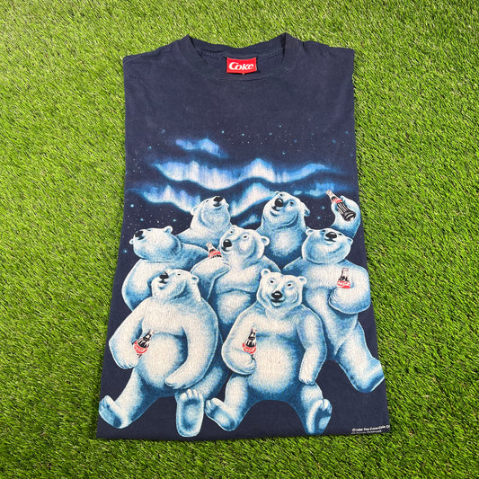 1994 Coca Cola Polar Bears Navy Blue Tee Size XL USED v16595