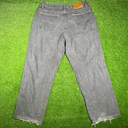 Y2K Platinum Fubu Washed Grey Jeans Size 40x34