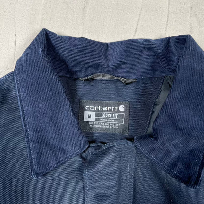 Carhartt Arctic Quilt Lined Navy Blue Zip Up Work Jacket Size Medium USED v20397