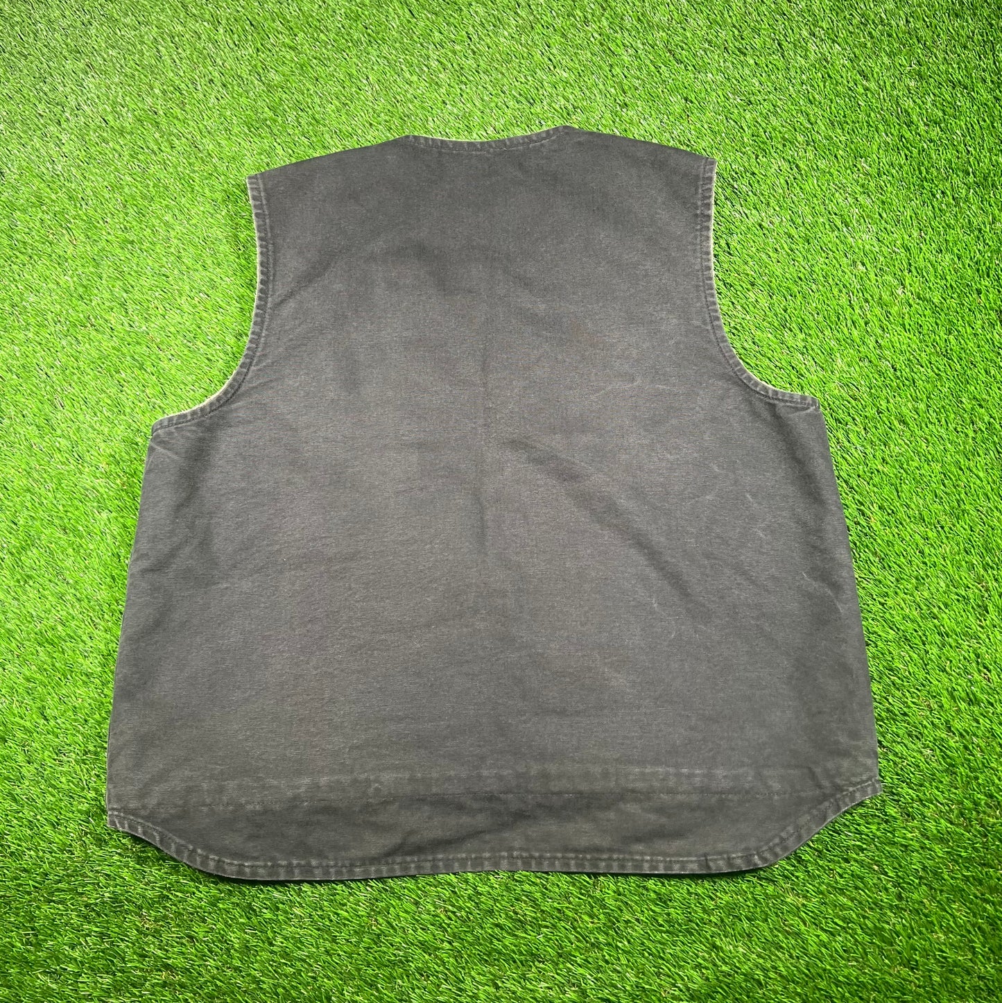 Y2K Carhartt Black Washed Duck Sherpa Lined Vest Size XL USED v17548