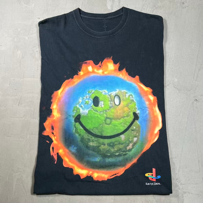 Cactus Jack Playstation Fortnite Black Smiley Tee Size Large USED x18406