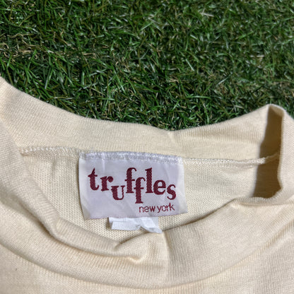 1990s Malcolm X Glitter Font Cream Tee Size Large USED v16402
