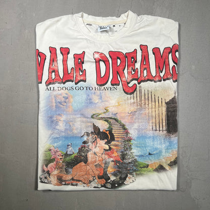 Vale Forever "All Dogs Go To Heaven" White Tee Size Small USED x17374