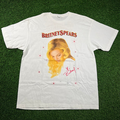2009 Britney Spears "Circus" Tour White Tee Size XL USED v18432