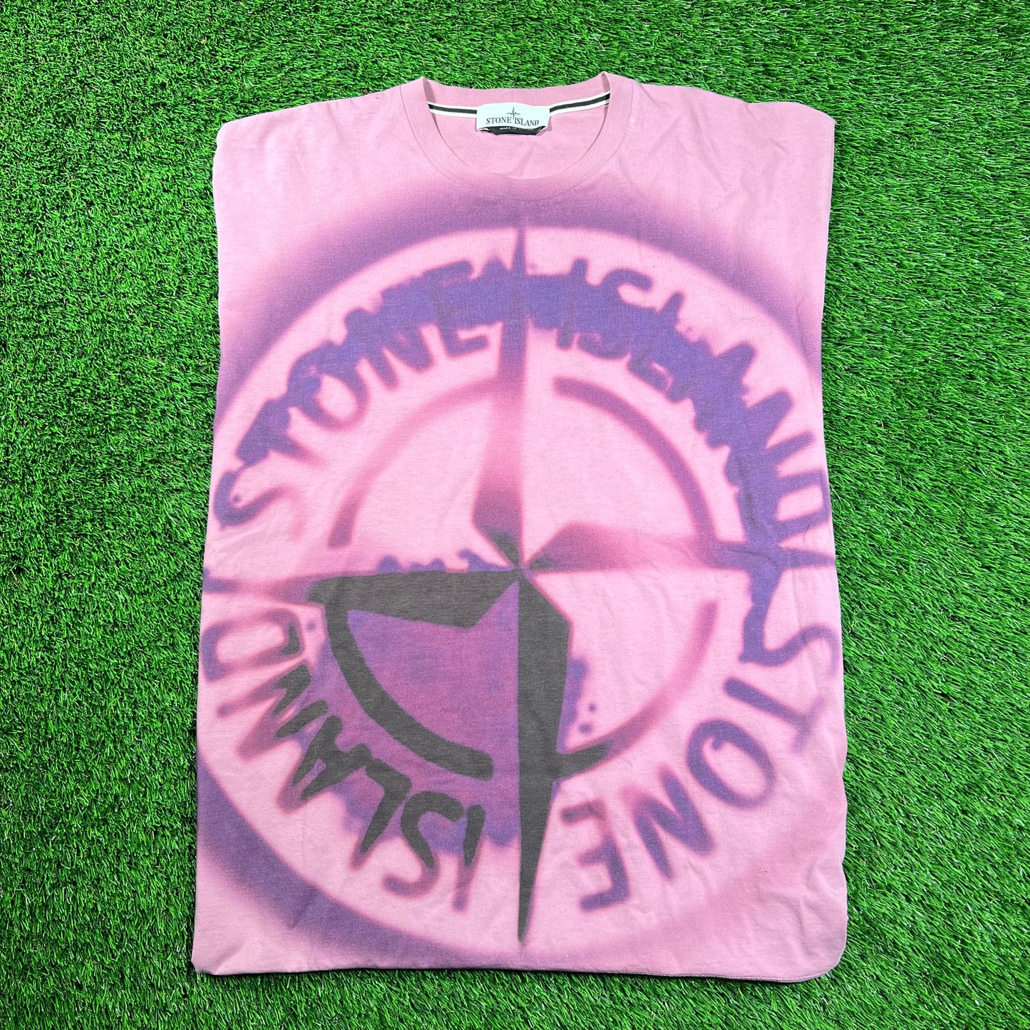 Stone Island Pink Garment Dyed Tee Size Large USED x16249