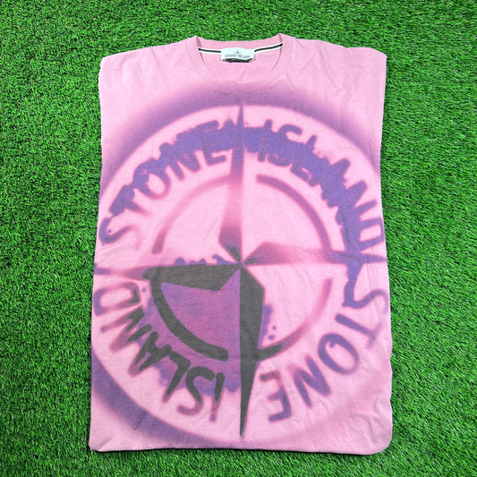 Stone Island Pink Garment Dyed Tee Size Large USED x16249
