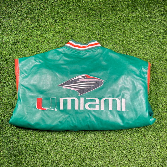 Miami Hurricanes Green Varsity Jacket SIze Large USED v18248
