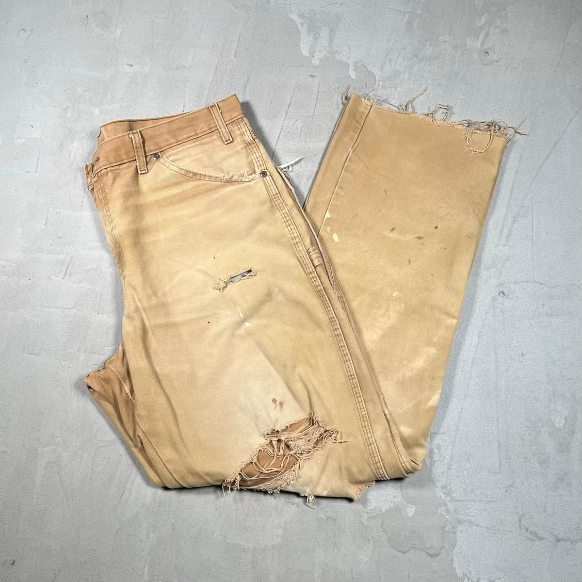 Y2K Dickies Fadded Khaki Workwear Canvas Pants Size 36 USED v20333