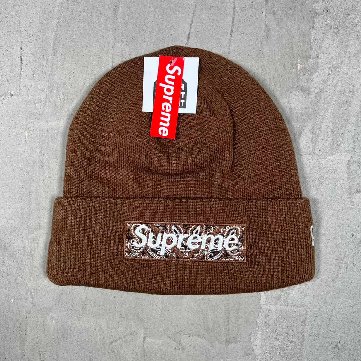 Supreme New Era Bandana Box Logo Brown Beanie (2019) NEW x18961