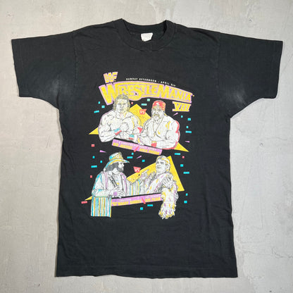 1992 WWF Wrestlemania VIII Black Tee Size Large USED v19562