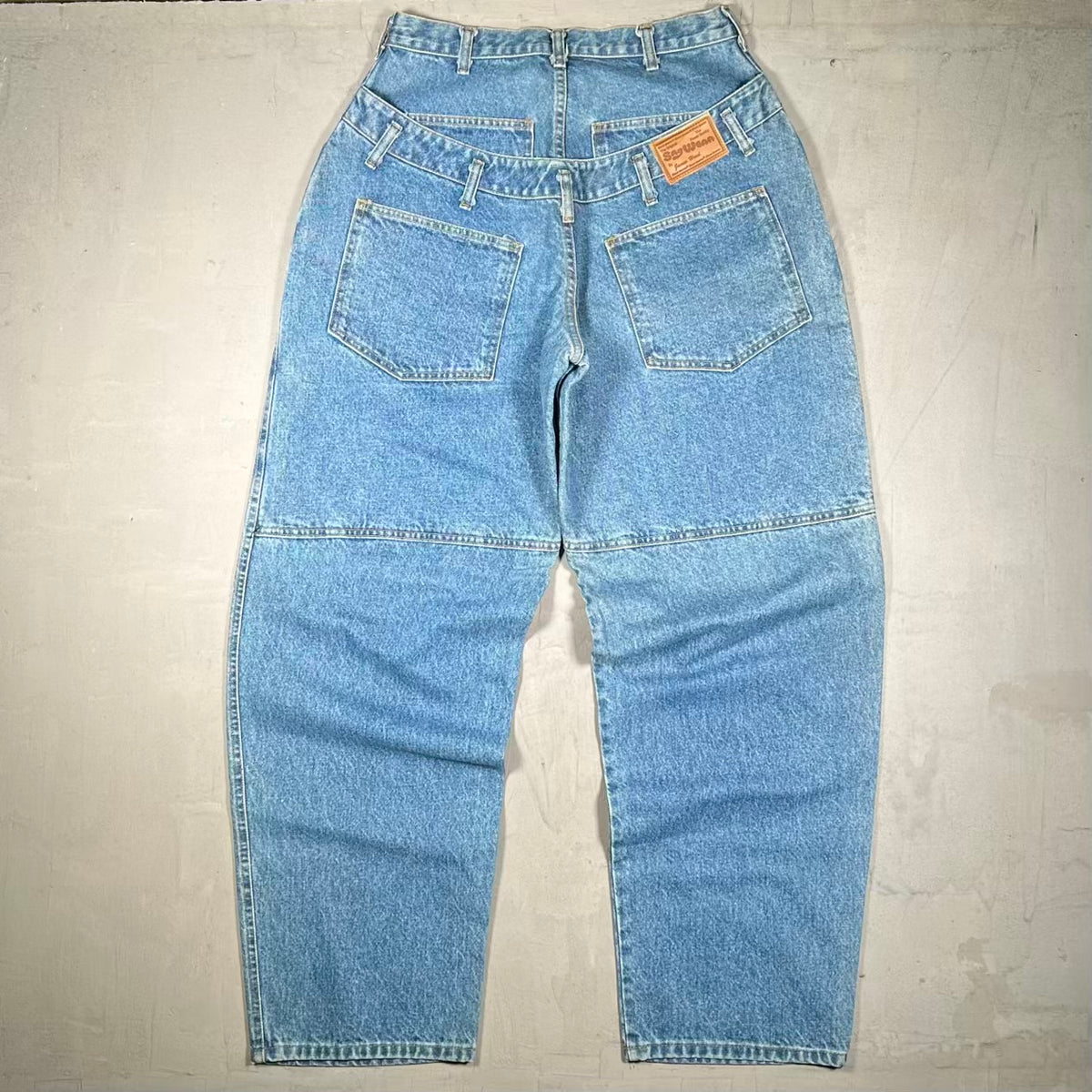 Y2K Sagwear Double Blue Jean Baggy Wide Leg Pants Size 32 USED v20299