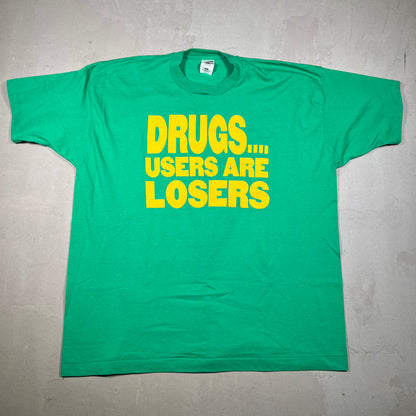 Y2K Drugs Users Are Losers Green Tee Size XXL USED v19335