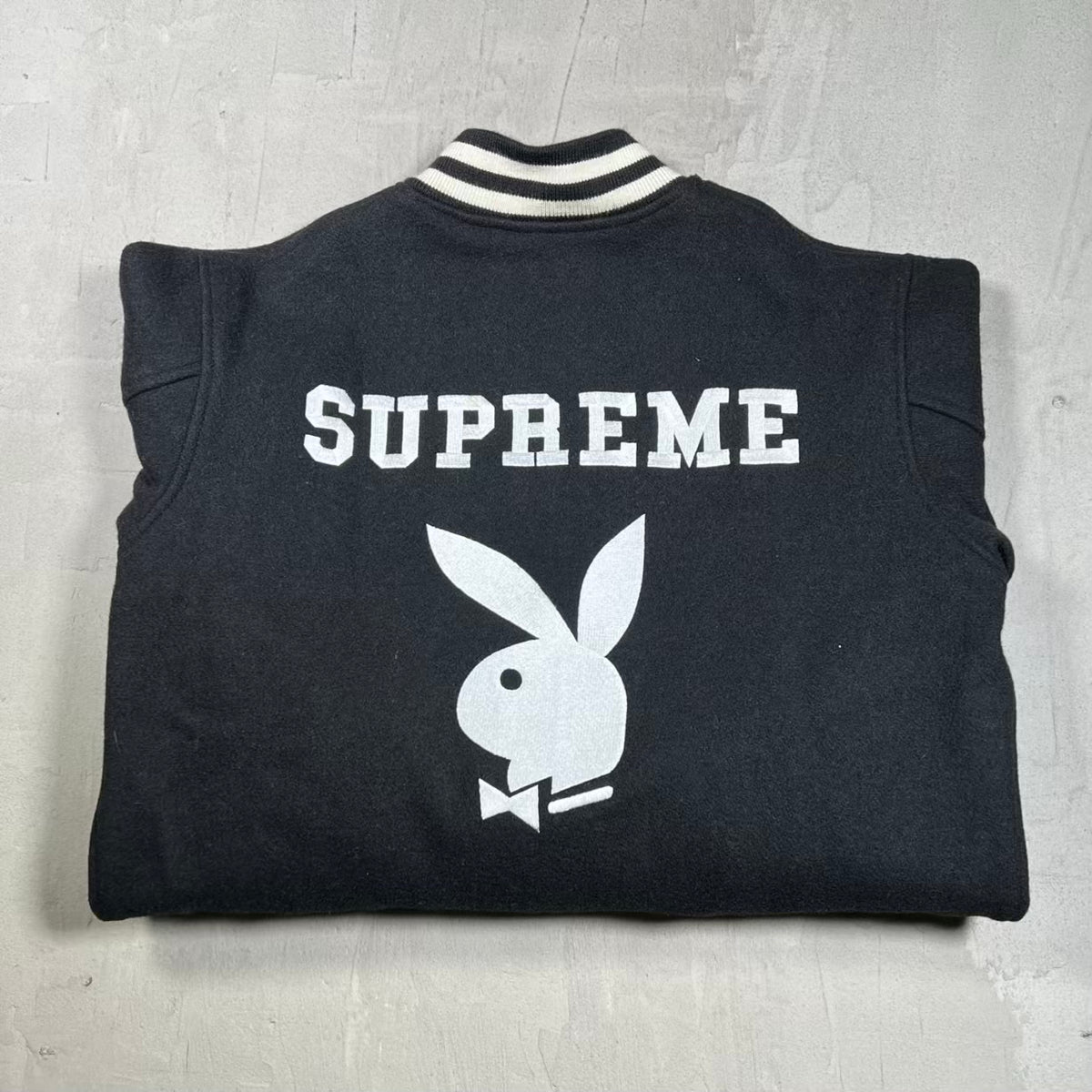 Supreme Playboy Bunny Woll Black Varsity Jacket (2011) Size Large USED x18505