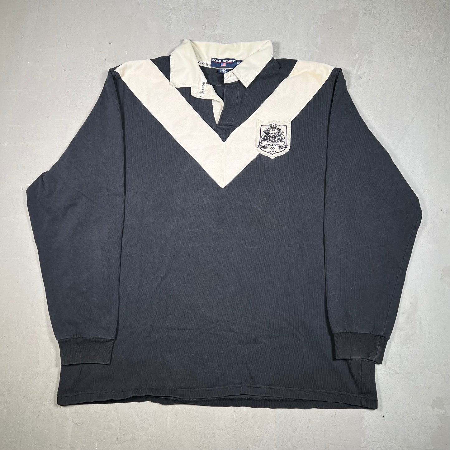 Y2K Polo Sport Black Rugby Longsleeve Size XXL USED v19140