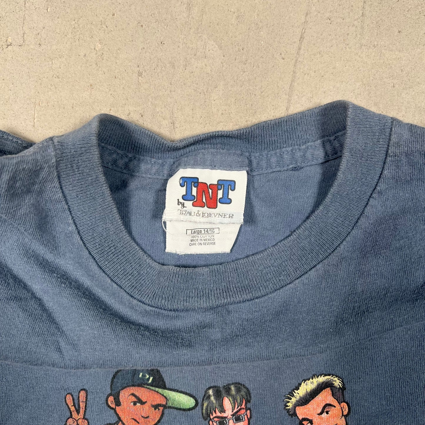 Y2K DJ Street Style Cartoon Blue Tee Size Small USED v19191