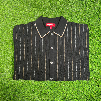 Supreme Black HerringBone Cardigan (2025) Size Large NEW x15826