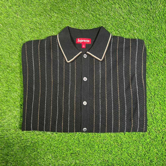 Supreme Black HerringBone Cardigan (2025) Size Large NEW x15826