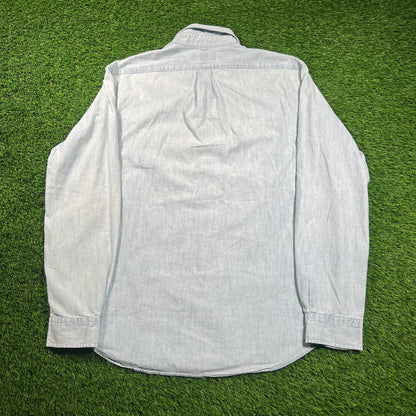 Polo Ralph lauren Light Blue Denim Button Down Shirt Size XL USED v18404