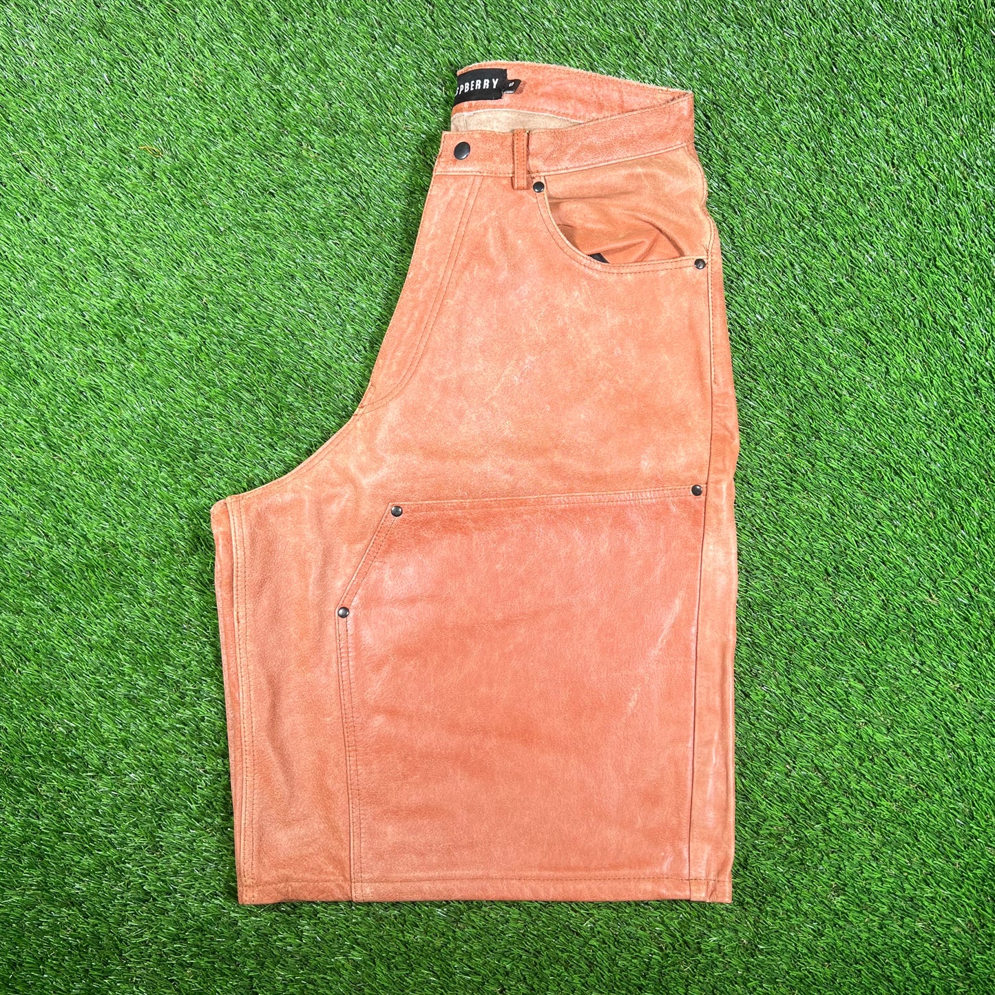 GV Gallery Raspberry Peach Leather Brown Shorts Size Small NEW x15636