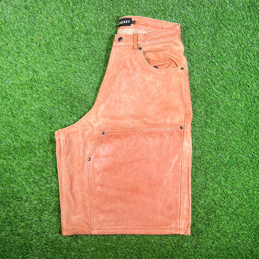GV Gallery Raspberry Peach Leather Brown Shorts Size Small NEW x15636