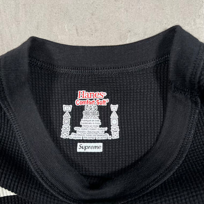 Supreme Hanes Black Thermal Longsleeve Size Large USED x18689